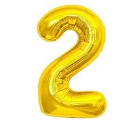 Ballon Chiffre 2 Or, Foil Numero 2 Ballon 101cm - Gonflable Ballons Numéro 2 Ansniversaire Fête Decoration - Supporte helium
