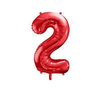 Ballon Chiffre 2 Rouge Aluminium Mylar 60 cm - Décoration Anniversaire et Fête - Ballon Chiffre Métallisé Réutilisable Gonflage Air ou Hélium