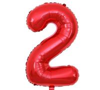 Ballon Chiffre 2 Rouge, Foil Numero 2 Ballon 101cm - Gonflable Ballons Numéro 2 Ansniversaire Fête Decoration - Supporte helium