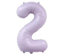 Ballon Chiffre 2 Violet, Foil Numero 2 Ballon 101cm - Gonflable Ballons Numéro 2 Ansniversaire Fête Decoration - Supporte helium