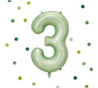Ballon Chiffre 3 Anniversaire 100 cm - Vert Olive, Aluminium XXL Géant, Décoration Fête & Mariage, Réutilisable, Gonflage Facile
