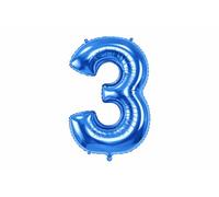 Ballon Chiffre 3 Bleu en Aluminium Mylar 60 cm - Ballon Métallisé à Gonfler à l’Air ou à l’Hélium - Ballon Chiffre pour Anniversaire Fête & Événement Garçon