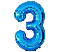 Ballon Chiffre 3 Bleu, Foil Numero 3 Ballon 101cm - Gonflable Ballons Numéro 3 Ansniversaire Fête Decoration - Supporte helium