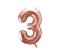 Ballon Chiffre 3 Rose Gold Aluminium Mylar 60 cm - Décoration Anniversaire et Fête - Ballon Chiffre Métallisé Réutilisable Gonflage Air ou Hélium