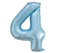 Ballon Chiffre 4 bleu perle Anniversaire Numero 4 Deco Birthday, Number 4 Ballon Soutenir helium - 100CM
