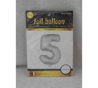 Ballon chiffre 5" en aluminium avec bâton 41cm argent" argent G