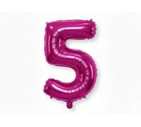 Ballon Chiffre 5 Rose Fuchsia Aluminium Mylar 60 cm - Ballon Métallisé à Gonfler à l’Air ou à l’Hélium - Décoration Anniversaire Fête et Événement Rose Flashy
