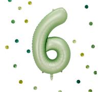 Ballon Chiffre 6 Anniversaire 100 cm - Vert Olive, Aluminium XXL Géant, Décoration Fête & Mariage, Réutilisable, Gonflage Facile