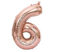 Ballon Chiffre 6 Rose Gold, Foil Numero 6 Ballon 101cm - Gonflable Ballons Numéro 6 Ansniversaire Fête Decoration - Supporte helium Rose Gold