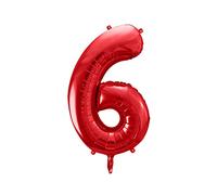 Ballon Chiffre 6 Rouge Aluminium Mylar 60 cm - Décoration Anniversaire et Fête - Ballon Chiffre Métallisé Réutilisable Gonflage Air ou Hélium