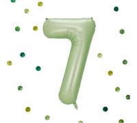 Ballon Chiffre 7 Anniversaire 100 cm - Vert Olive, Aluminium XXL Géant, Décoration Fête & Mariage, Réutilisable, Gonflage Facile