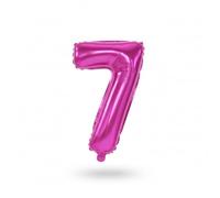 Ballon Chiffre 7 Rose Fuchsia Aluminium Mylar 60 cm - Ballon Métallisé à Gonfler à l’Air ou à l’Hélium - Décoration Anniversaire Fête et Événement Rose Flashy