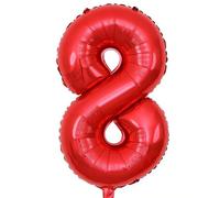 Ballon Chiffre 8 Rouge, Foil Numero 8 Ballon 101cm - Gonflable Ballons Numéro 8 Ansniversaire Fête Decoration - Supporte helium