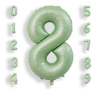 Ballon Chiffre 8 Vert Sauge: 40 Pouces 101 cm Géant Vert Numero 8 an à Hélium Ballon de Baudruche Anniversaire Mylar Décoration