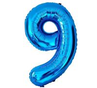 Ballon Chiffre 9 Bleu, Foil Numero 9 Ballon 101cm - Gonflable Ballons Numéro 9 Ansniversaire Fête Decoration - Supporte helium