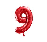Ballon Chiffre 9 Rouge Aluminium Mylar 60 cm - Décoration Anniversaire et Fête - Ballon Chiffre Métallisé Réutilisable Gonflage Air ou Hélium