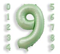 Ballon Chiffre 9 Vert Sauge: 40 Pouces 101 cm Géant Vert Numero 9 an à Hélium Ballon de Baudruche Anniversaire Mylar Décoration