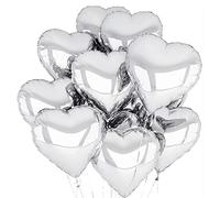 Ballon Coeur Argent 20 pièces baudruche en Forme de Coeur 18 Pouces Ballons de Fleuret, Ballon Helium Coeur pour la décoration de l’Engagement de Mariage La Saint-Valentin