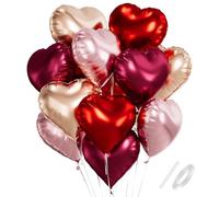 Ballon Coeur, Ballon Mariage Forme de Coeur, 18 Inch Ballon Coeur Vin Rouge Helium, Ballons de Fleuret Coeur, Ballon Coeur Or Rose Rouge Hélium Décoration Romantique pour Engagement Mariage Valentine