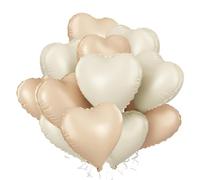 Ballon Coeur Rose Beige Caramel, 12pcs Forme de Coeur Ballons Beige, Ballons en Aluminium Coeur Caramel, Crème Ballon Coeur Helium pour Anniversaire, Mariage, Engagement, Douche de bébé, Valentine