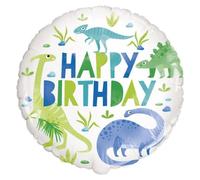 Ballon d'anniversaire - Joyeux anniversaire - DINOSAURUS vert et bleu - 45 cm