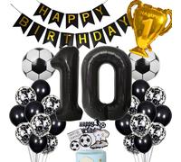 Ballon de Football 10ème Anniversaire Ballon Hélium Noir Garçon Gâteau Décoration Football Anniversaire Décoration 10 Ans Enfants Fête D'anniversaire Décoration