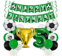 Ballon De Football 5E Anniversaire Vert 5 Ans Garçon Football Anniversaire Décoration Trophée Ballon À L'Hélium Avec Rubans