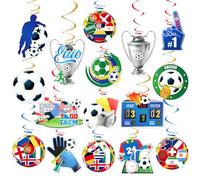 Ballon de football EM 2026 - Lot de 16 tourbillons suspendus au plafond - Spirale - Décoration de football - Décoration d'anniversaire pour club olympique EM - Décoration de fête d'anniversaire
