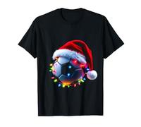 Ballon de Football Festif avec Chapeau de Père Noël et lumières colorées T-Shirt