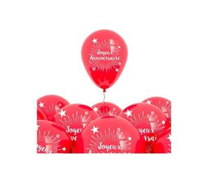Ballon Decoratif - Pompe Pour Ballon - STC - Accessoire de Fête / Pack de 6 Ballons 'Joyeux Anniversaire' Rouge / Dimensions : 30 x
