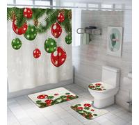 Ballon décoratif Salle de bain Tapis Douche Rideau Antidérapant Toilettes Couvercle Tapis de bain Set - 3pcs