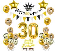 Ballon Décoration 30e anniversaire noir/or Déco anniversaire 30 homme femmes 30 anniversaire, ballon 30 ans anniversaire homme femme Happy 30th Birthday guirlande anniversaire 30 gâteau homme