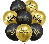 Ballon Décoration Anniversaire 30 Ans,Kit 24pcs Ballons Noir et Or,Joyeux Anniversaire Déco pour Fête D'anniversaire 30 Ans Homme