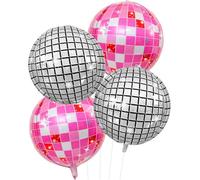 Ballon Disco 4 Pièces Ballon Boule a Facette 22 Pouces/56cm 4D Ballons Aluminium Boules à Facettes Disco Deco Annee 80 90 Fête Anniversaire, Graduation