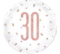 Ballon en aluminium 18"/Ø45 cm « Happy Birthday Glitz » | Or rose #30
