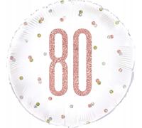 Ballon en aluminium 18"/Ø45 cm « Happy Birthday Glitz » | Or rose #80