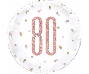 Ballon en aluminium 18"/Ø45 cm « Happy Birthday Glitz » | Or rose #80