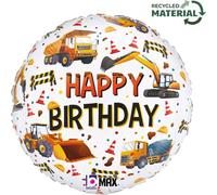 Ballon en aluminium 18"/Ø46 cm Chantier « Happy Birthday »