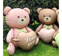 Ballon en aluminium 3D en forme d'ours en peluche mat, idéal pour les fêtes d'anniversaire, la décoration de la Saint-Valentin, les fêtes de naissance. 1pc pink bear