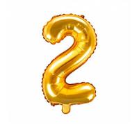 Ballon en Aluminium 86cm Chiffre 2, couleur Or - Gonflez votre ballon à l'air ou à l'hélium, idéal pour décoraOr2