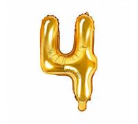 Ballon en Aluminium 86cm Chiffre 4, couleur Or - Gonflez votre ballon à l'air ou à l'hélium, idéal pour décoraOr4