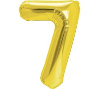 Ballon en aluminium chiffre 7 SEVEN doré 100 cm, 1 pièce.
