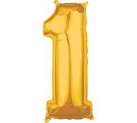 Ballon en aluminium doré, chiffre 1, 1 pièce
