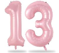 Ballon en aluminium en forme de chiffre 13 - Rose pastel - 100 cm - Ballons en aluminium - Ballons décoratifs à l'hélium - Taille XXL - Pour fille de 13 à 31 ans