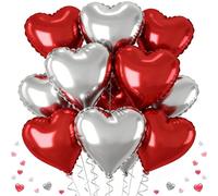 Ballon en aluminium en forme de cœur rouge et argenté de 45,7 cm, en forme de cœur, pour mariage, anniversaire, fiançailles, Saint-Valentin
