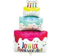 Ballon en aluminium en forme de gâteau d'anniversaire H75 cm