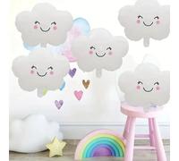 Ballon en aluminium en forme de nuage avec visage souriant blanc, 5 pièces, décorations pour fête d'anniversaire et de mariage, cadeaux pour enfants, jouets, fournitures de décoration pour la maison 5