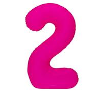 Ballon en aluminium fluorescent rose fuchsia XXL de 100 cm chiffre 2 pour décoration de fête d’anniversaire (rose fuchsia fluorescent, chiffre 2)