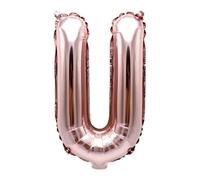 Ballon en aluminium Lettre U or rose 40 cm - Ballon décoratif pour fête, mariage, anniversaire, Nouvel An, cadeau, bébé, publicité, vitrine, boîte photo, nom, mot