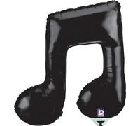 Ballon en aluminium noir en forme de note de musique, 35 cm